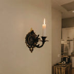 Ornate Vintage Wrought Iron Candle Wall Sconce