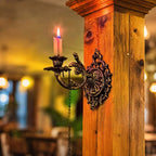 Ornate Vintage Wrought Iron Candle Wall Sconce