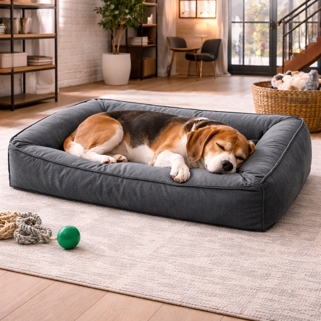 Orthopedic Dog Bed Memory Foam & 360-Degree Bolster Waterproof Cover