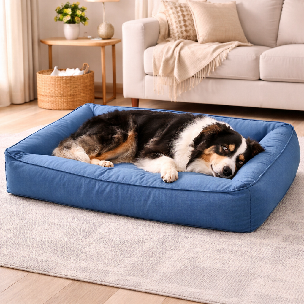 Orthopedic Dog Bed Memory Foam & 360-Degree Bolster Waterproof Cover
