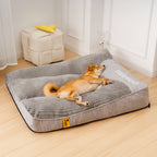 Orthopedic Dog Bed Raised Headrest Crystal Velour Cover