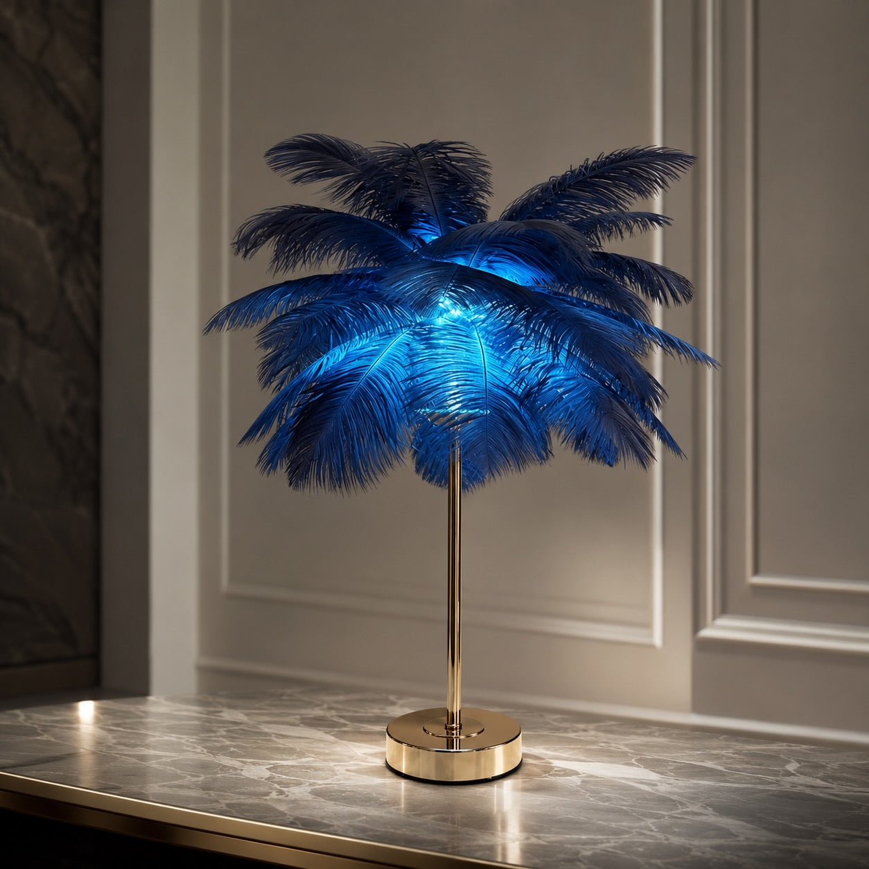 Ostrich Feather USB-Powered Adjustable Color Temperature Table Lamp