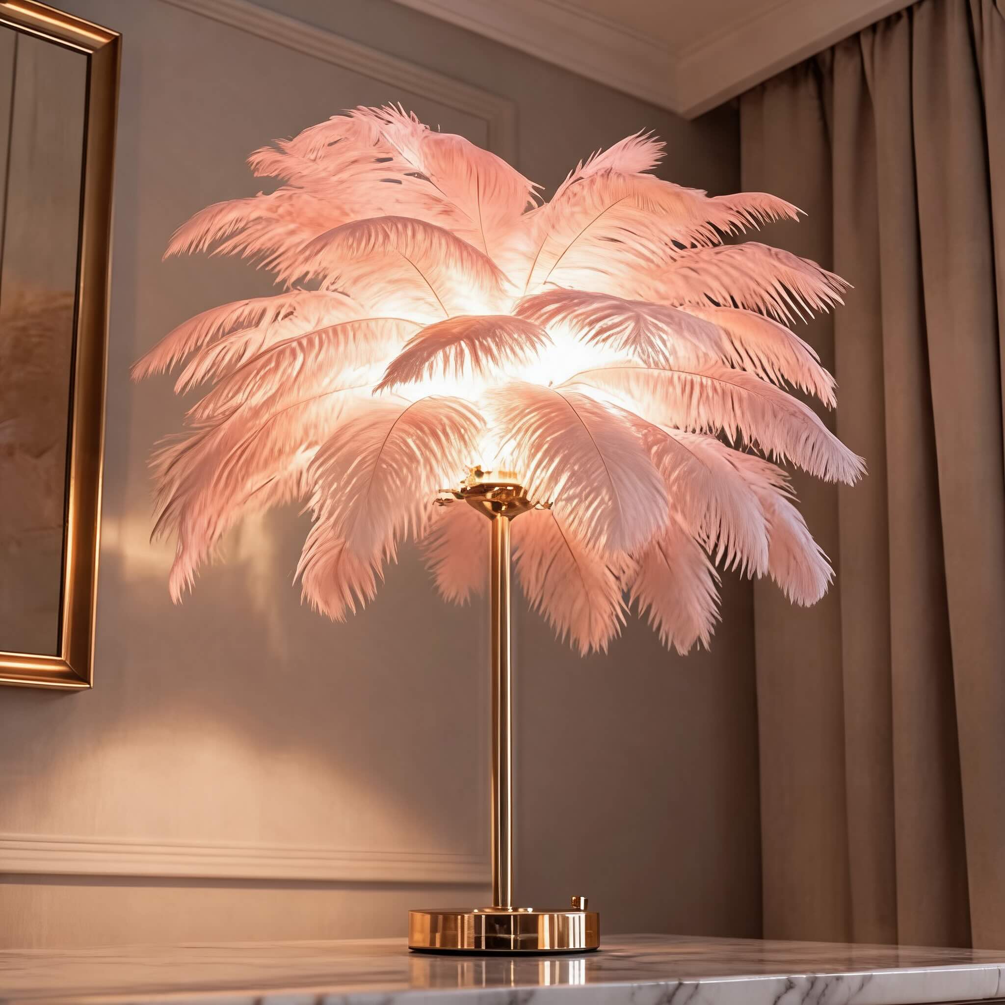 Ostrich Feather USB-Powered Adjustable Color Temperature Table Lamp