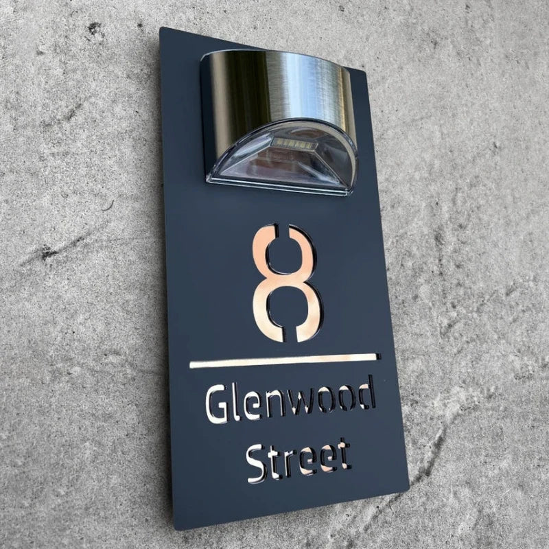Outdoor Address Sign Solar-Powered LED Floating 3D Effect