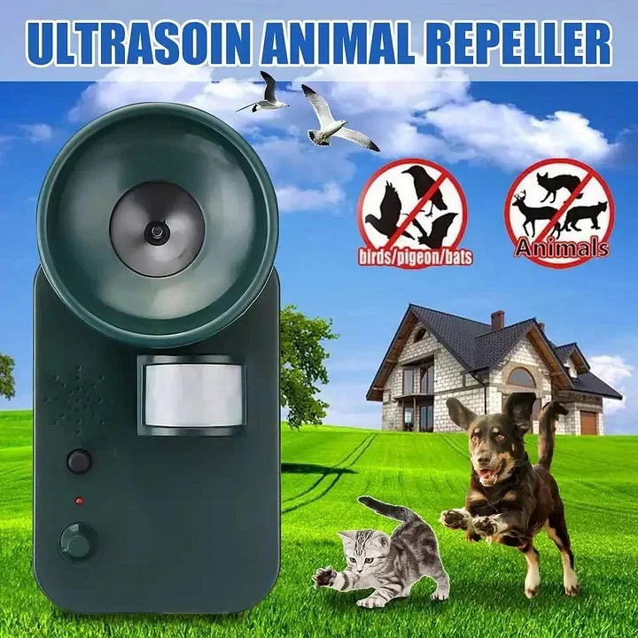 Outdoor Animal Repeller Ultrasonic Motion-Activated Adjustable Frequency