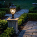 Outdoor Bollard Light Retro Glass Weatherproof Black Finish