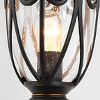 Outdoor Bollard Light Retro Glass Weatherproof Black Finish