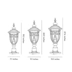 Outdoor Bollard Light Retro Glass Weatherproof Black Finish