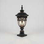 Outdoor Bollard Light Retro Glass Weatherproof Black Finish