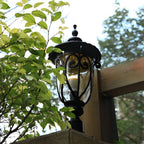 Outdoor Bollard Light Retro Glass Weatherproof Black Finish