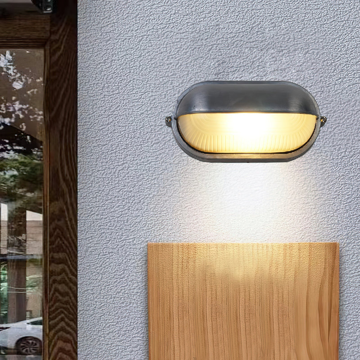 Outdoor Bulkhead Light Die-Cast Aluminum Ribbed Glass Diffuser