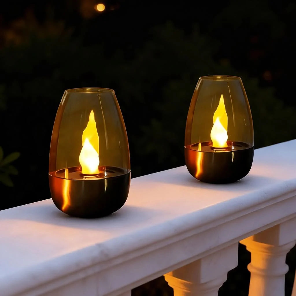 Outdoor Candle Light Solar Realistic Flame Stainless Steel