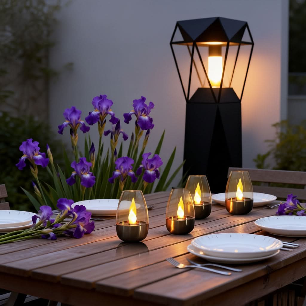 Outdoor Candle Light Solar Realistic Flame Stainless Steel