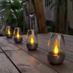 Outdoor Candle Light Solar Realistic Flame Stainless Steel