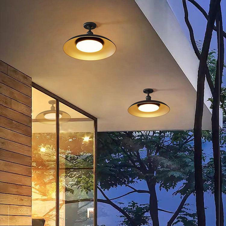 Outdoor Ceiling Light Carbonized Steel Semi-Flush IP65