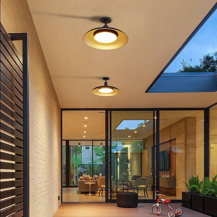 Outdoor Ceiling Light Carbonized Steel Semi-Flush IP65