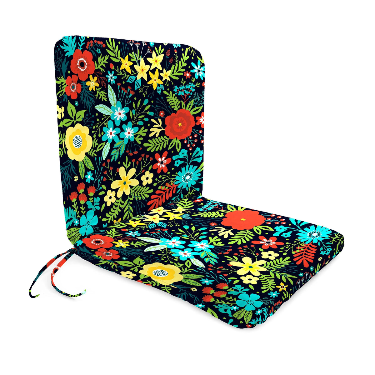 Outdoor Chair Cushion Knife Edge Fade-Resistant Polyester & Fabric Ties