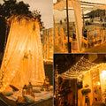 Outdoor Curtain Lights Solar-Powered 300 Warm White