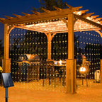 Outdoor Curtain Lights Solar-Powered 300 Warm White