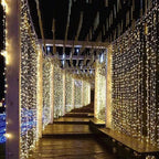 Outdoor Curtain Lights Solar-Powered 300 Warm White