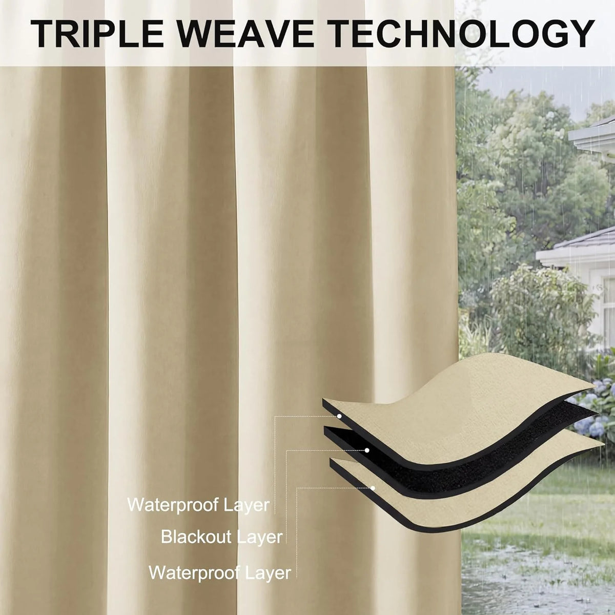 Outdoor Curtain Waterproof Blackout Tab-Top