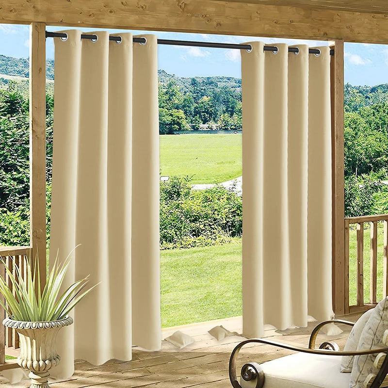Outdoor Curtain Waterproof Grommet Top Weighted Hem