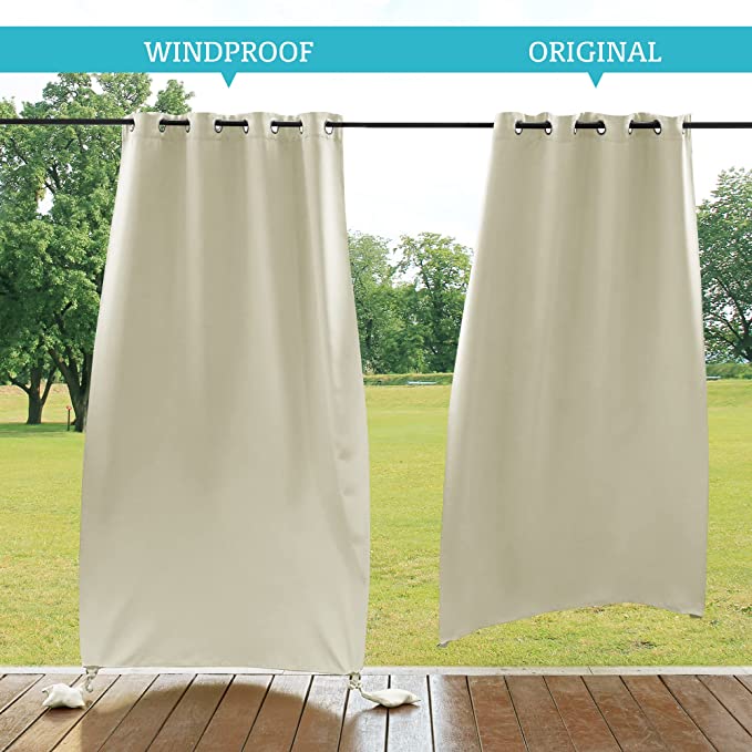 Outdoor Curtain Waterproof Grommet Top Weighted Hem