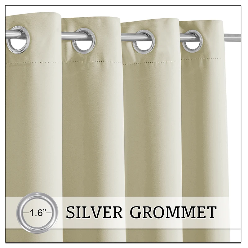 Outdoor Curtain Waterproof Grommet Top Weighted Hem