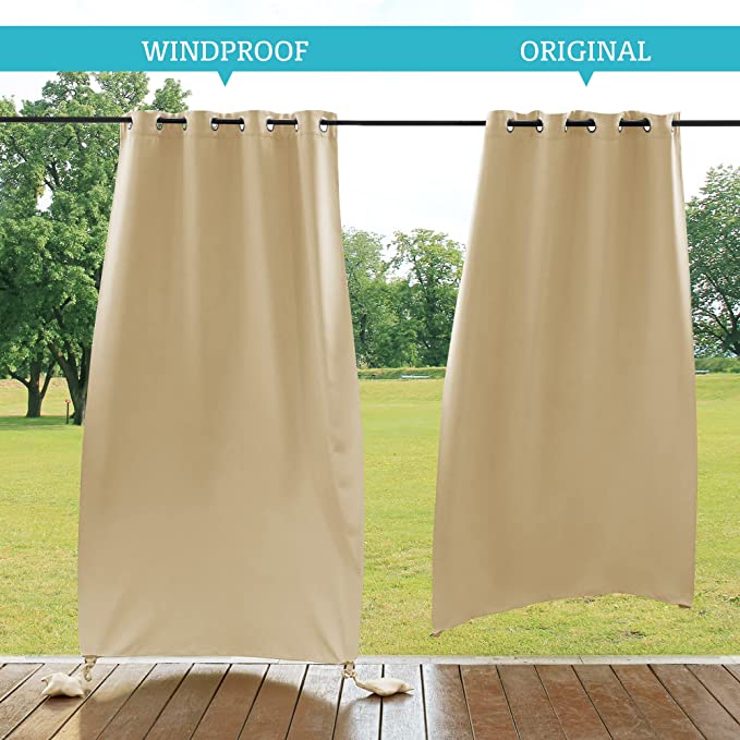 Outdoor Curtain Waterproof Grommet Top Weighted Hem