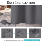 Outdoor Curtain Waterproof Grommet Top Weighted Hem
