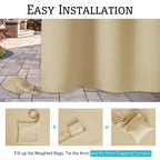 Outdoor Curtain Waterproof Grommet Top Weighted Hem