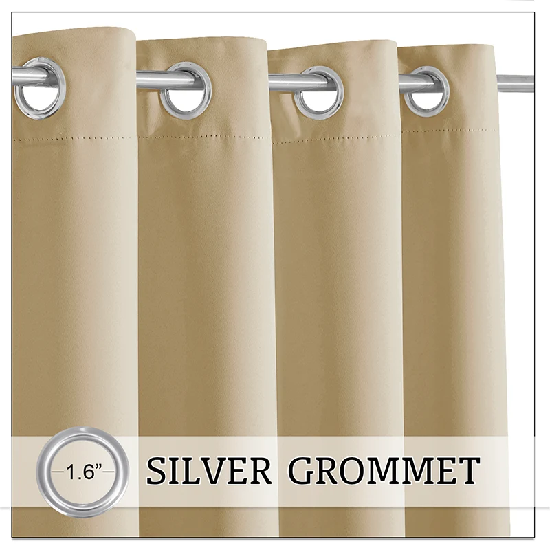 Outdoor Curtain Waterproof Grommet Top Weighted Hem