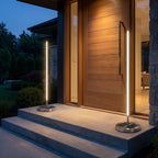 Outdoor Floor Lamp Solar Dimmable Remote Stainless Steel