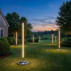 Outdoor Floor Lamp Solar Dimmable Remote Stainless Steel
