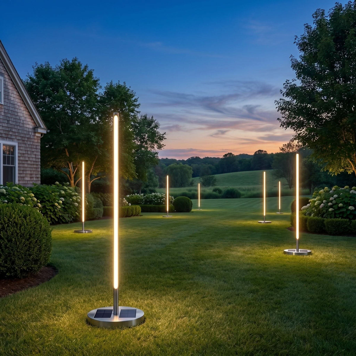 Outdoor Floor Lamp Solar Dimmable Remote Stainless Steel