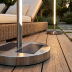 Outdoor Floor Lamp Solar Dimmable Remote Stainless Steel
