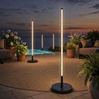 Outdoor Floor Lamp Solar Dimmable Remote Stainless Steel