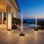 Outdoor Floor Lamp Solar Dimmable Remote Stainless Steel