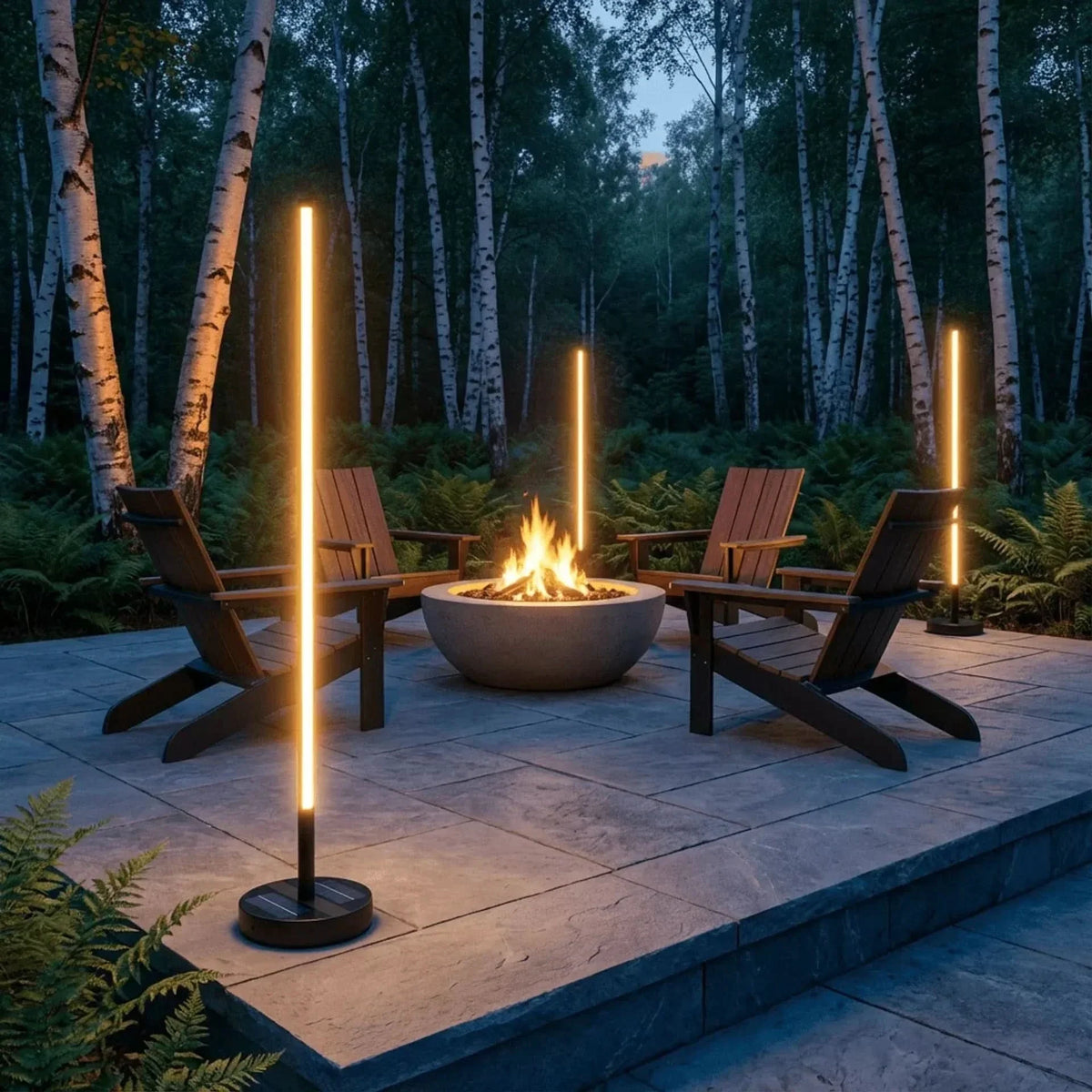 Outdoor Floor Lamp Solar Dimmable Remote Stainless Steel