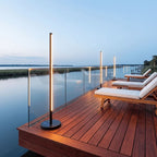 Outdoor Floor Lamp Solar Dimmable Remote Stainless Steel