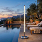 Outdoor Floor Lamp Solar Dimmable Remote Stainless Steel