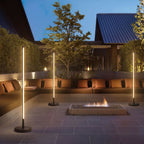 Outdoor Floor Lamp Solar Dimmable Remote Stainless Steel