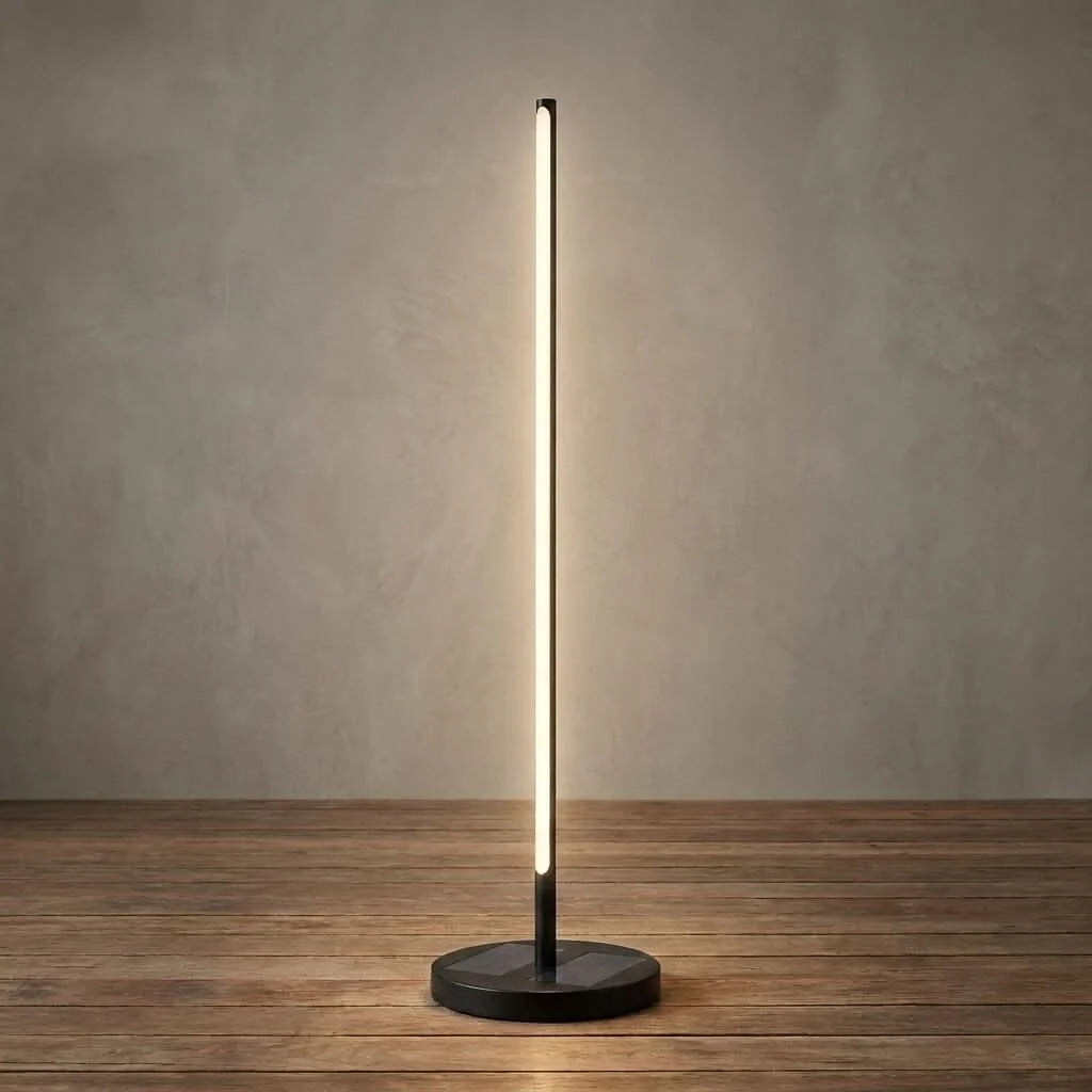 Outdoor Floor Lamp Solar Dimmable Remote Stainless Steel