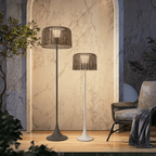 Outdoor Floor Lamp Solar Powered Warm LED Woven Rattan