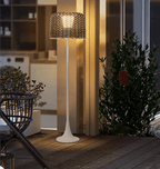 Outdoor Floor Lamp Solar Powered Warm LED Woven Rattan