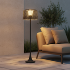 Outdoor Floor Lamp Solar Powered Warm LED Woven Rattan