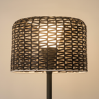 Outdoor Floor Lamp Solar Powered Warm LED Woven Rattan