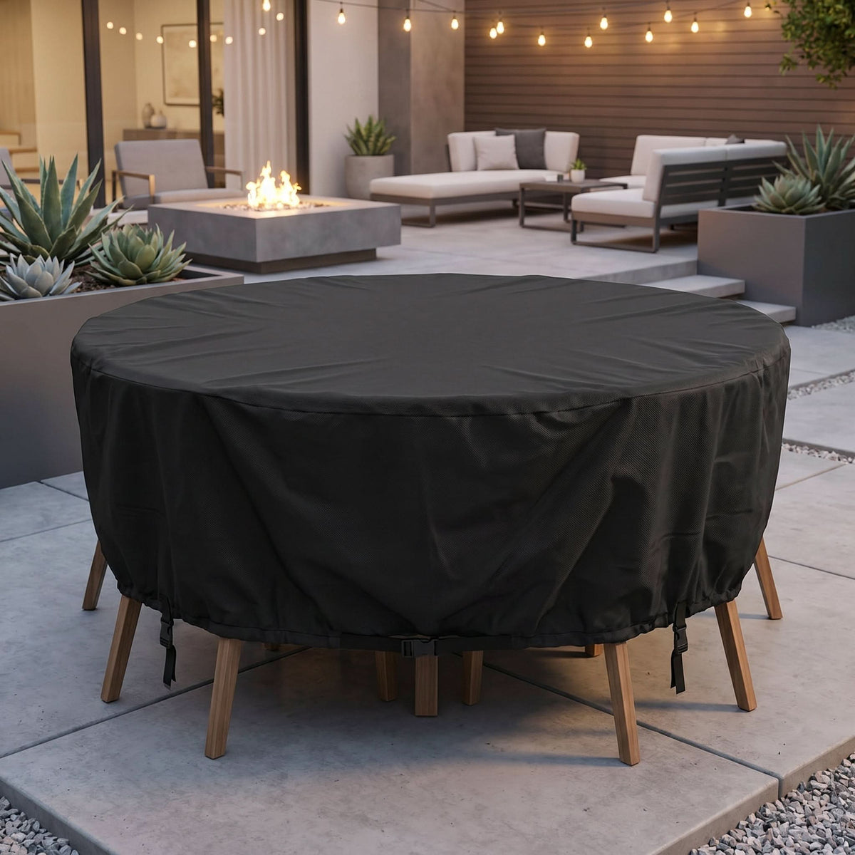 Outdoor Furniture Cover Round Weather-Resistant UV Shield Secure Fit