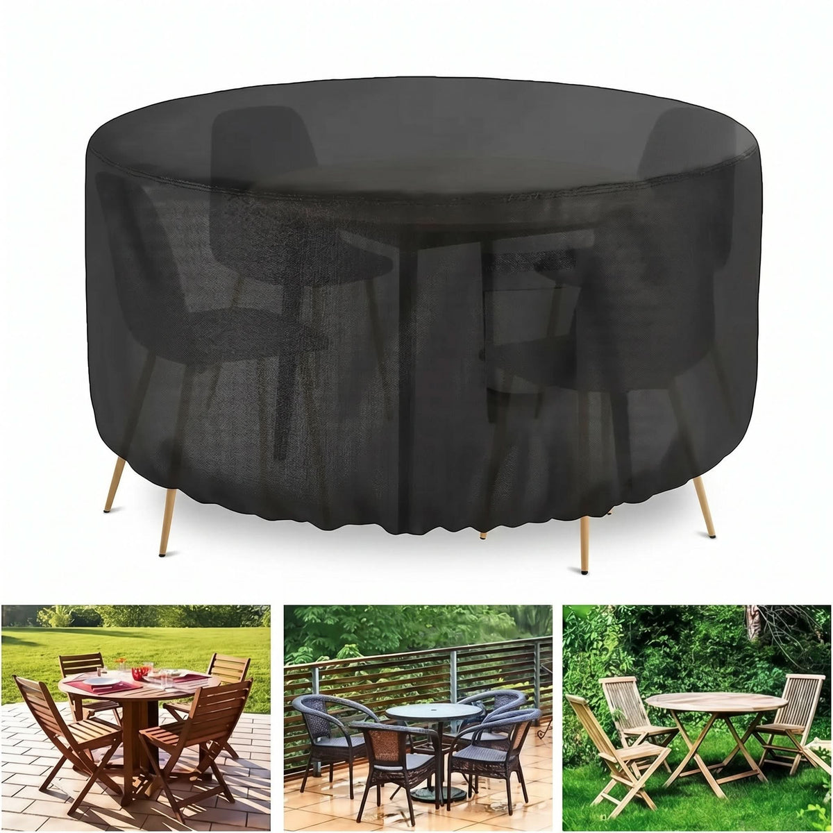 Outdoor Furniture Cover Round Weather-Resistant UV Shield Secure Fit