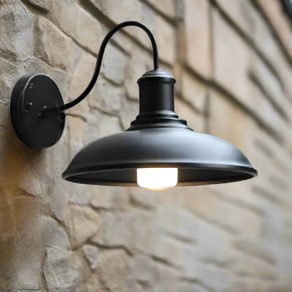 Outdoor Gooseneck Wall Light Cast Iron 1400 Lumens
